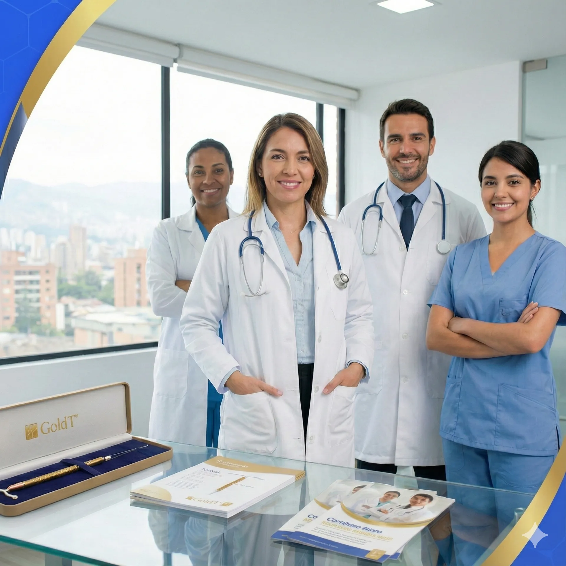 Médico ginecólogo especialista asesorando sobre el uso del DIU de cobre Gold T®